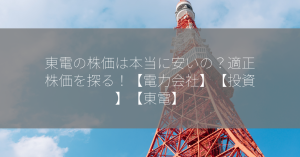 東電の株価は本当に安いの？適正株価を探る！【電力会社】【投資】【東電】